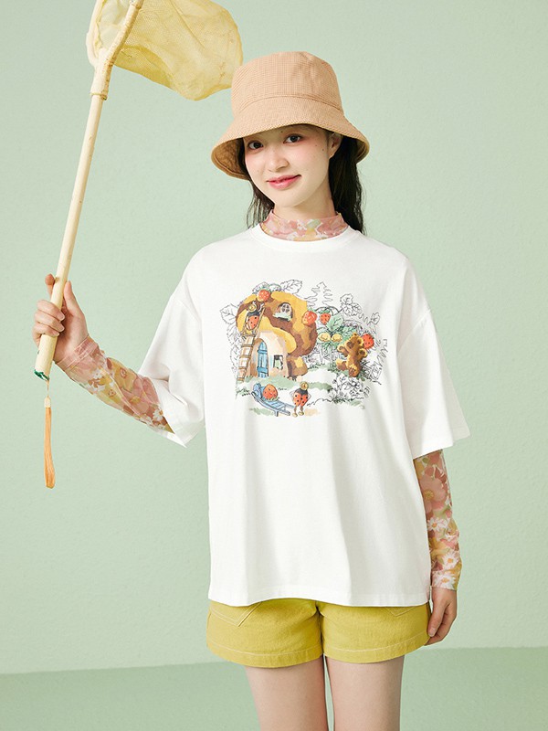 乐町女装2023春夏季白色T恤