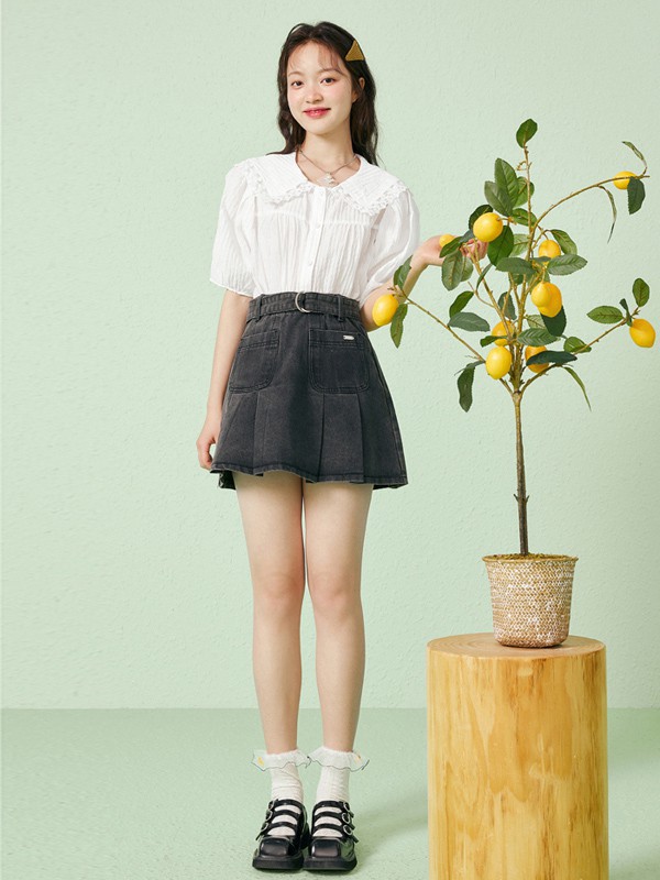 乐町女装2023春夏季黑色短裙