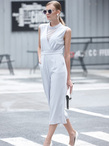 雷索思女装2023春夏季米色连体裤