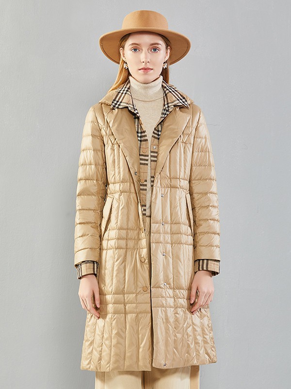 恺诗依女装2022秋冬季卡其色羽绒服