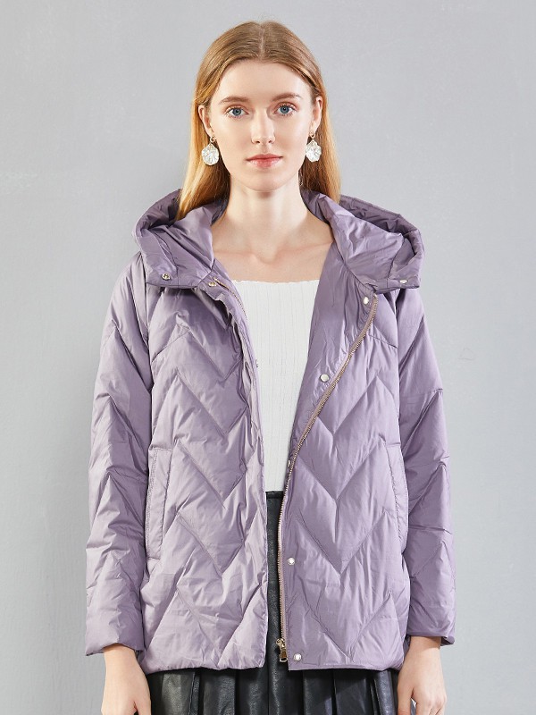 恺诗依女装2022秋冬季紫色羽绒服