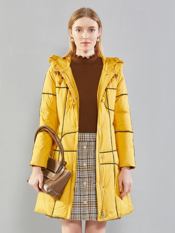 恺诗依女装2022秋冬季黄色羽绒服