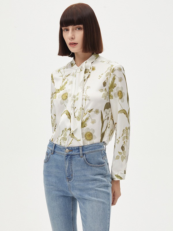 朗姿女装2023春夏季白色衬衫