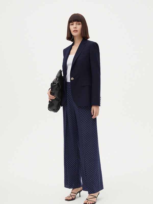 朗姿女装2023春夏季黑色阔腿裤