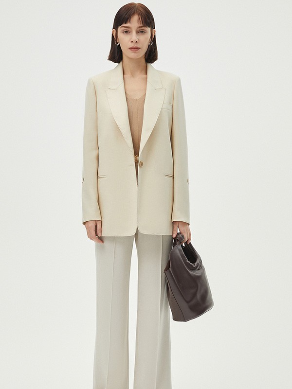 朗姿女装2023春夏季白色长裤