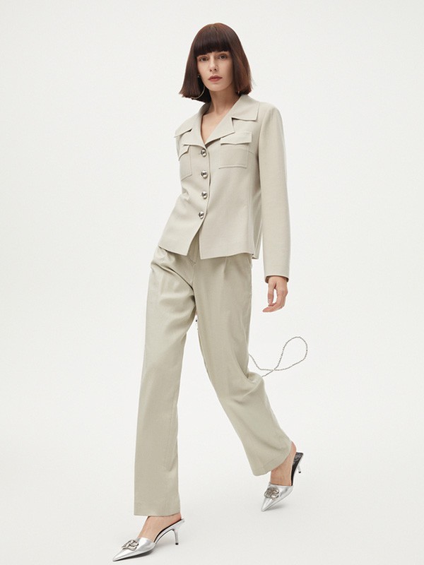 朗姿女装2023春夏季白色衬衫