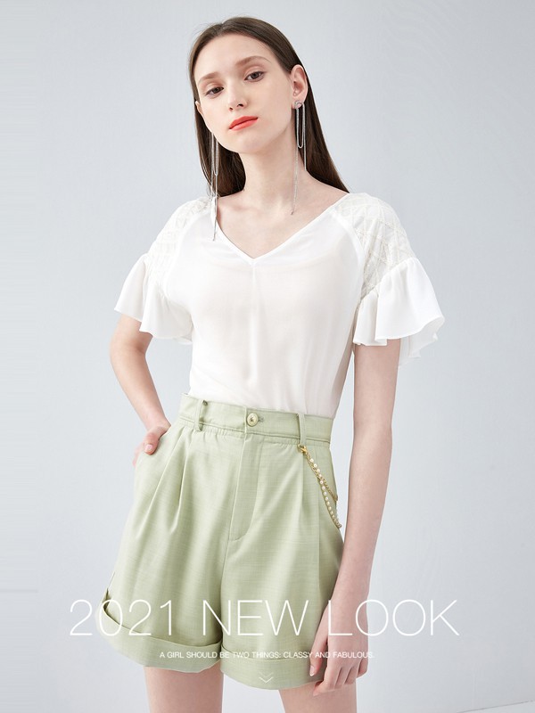 可可尼女装2023春夏季白色T恤