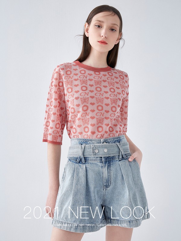 可可尼女装2023春夏季蓝色短裤