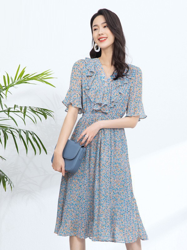 爱美斯女装2023春夏季灰色连衣裙