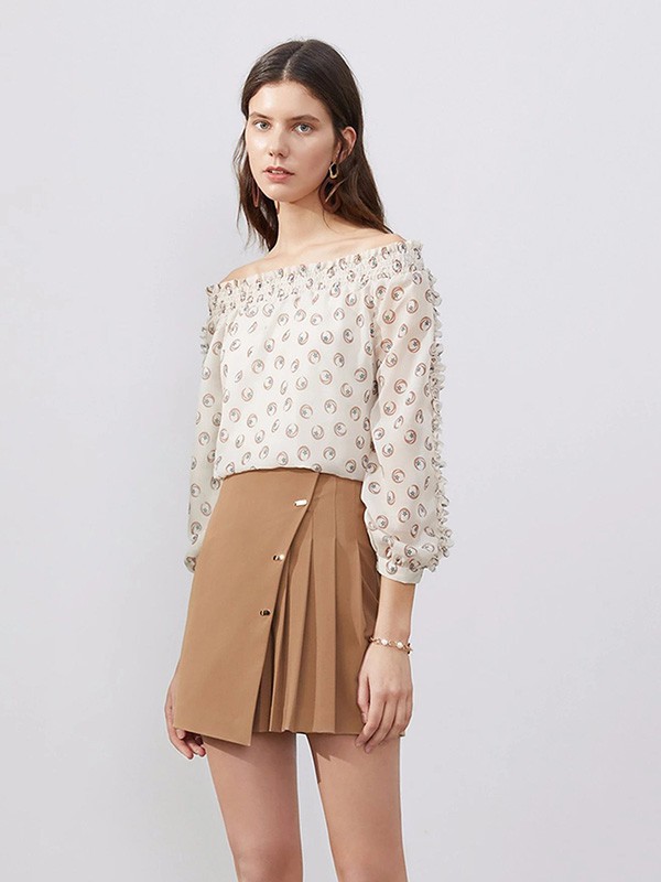 依目了然女装2023春夏季咖啡色百褶裙