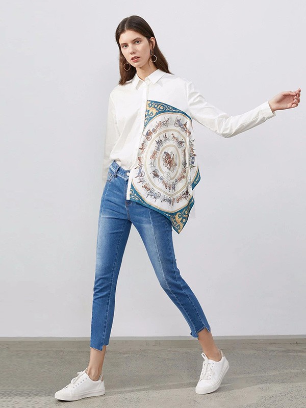 依目了然女装2023春夏季白色衬衫