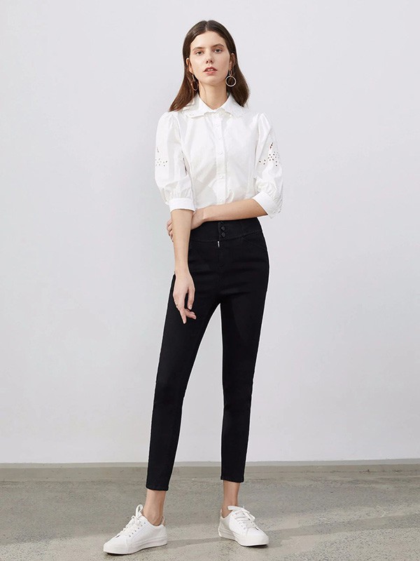 依目了然女装2023春夏季白色衬衫