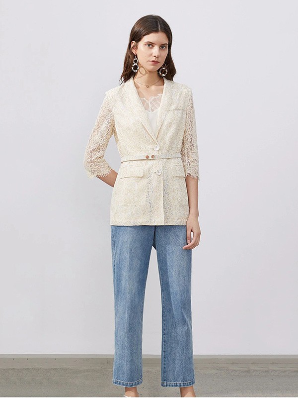 依目了然女装2023春夏季米色外套