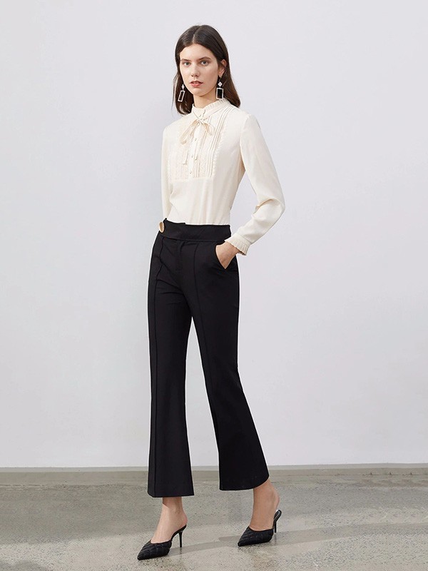 依目了然女装2023春夏季黑色长裤