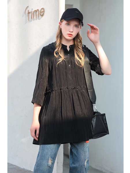 雨希女装2023春夏季黑色连衣裙