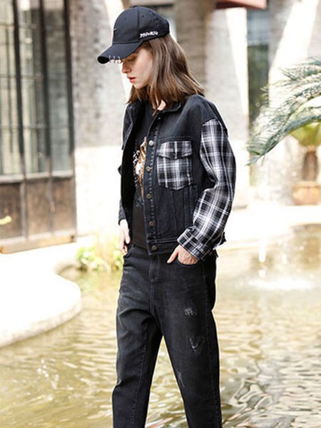 雨希女装2023春夏季黑色长裤