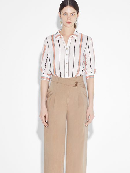 朗斯莉女装2023春夏季白色衬衫