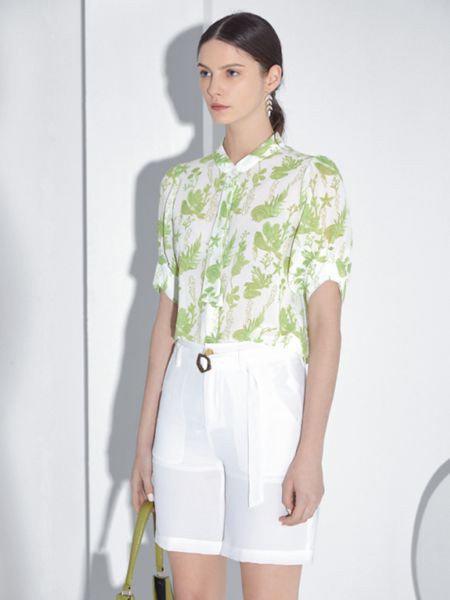 朗斯莉女装2023春夏季白色短裤