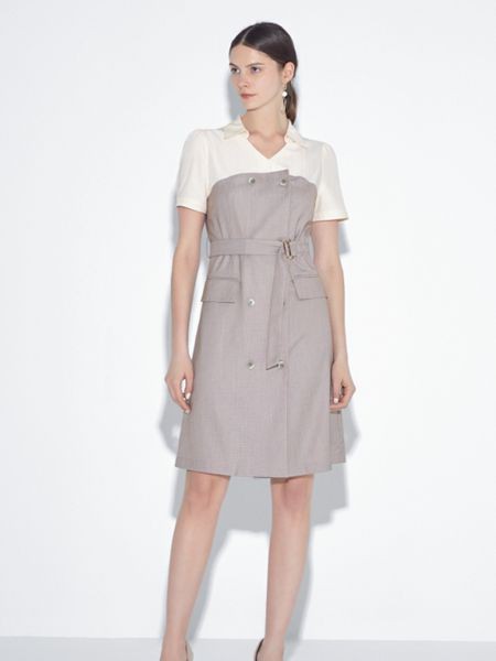 朗斯莉女装2023春夏季灰色连衣裙