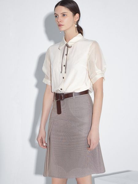 朗斯莉女装2023春夏季白色衬衫