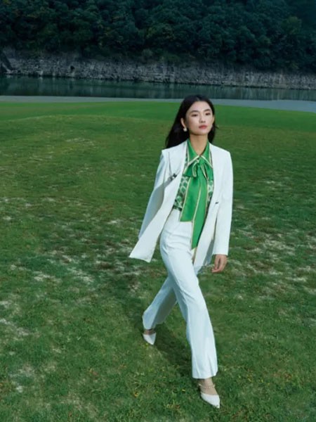 朗斯莉女装2023春夏季白色长裤