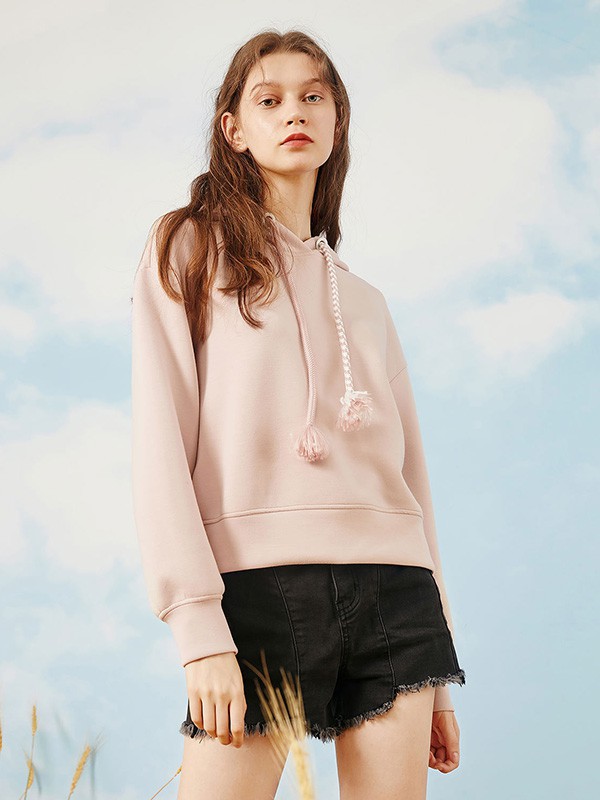 爱居兔女装2023春夏季粉色卫衣