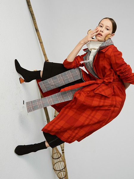 阿尤女装2022秋冬季橙色大衣