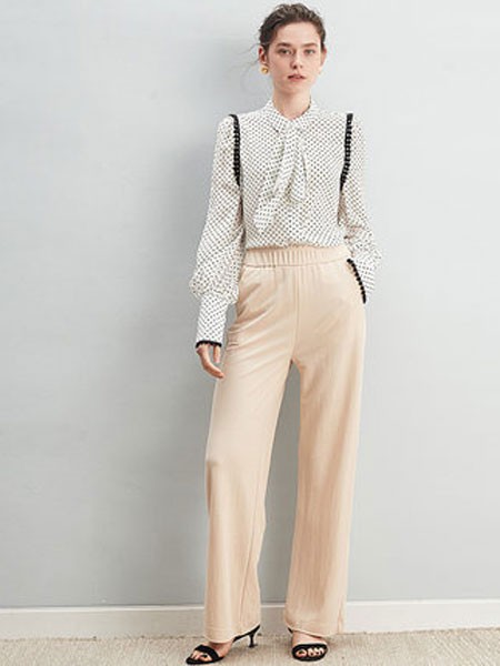 ZIMMUR女装2023春夏季裸色阔腿裤