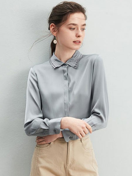 ZIMMUR女装2023春夏季灰色衬衫