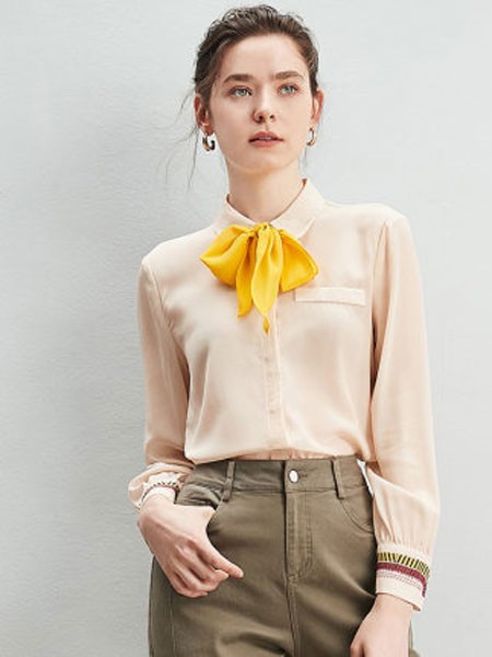 ZIMMUR女装2023春夏季黄色衬衫