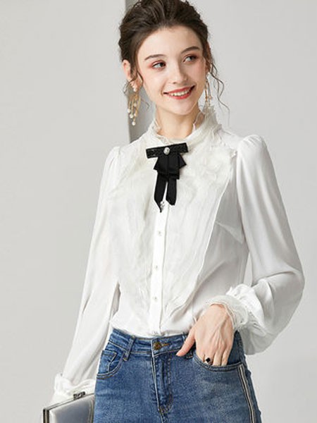 ZIMMUR女装2023春夏季白色衬衫