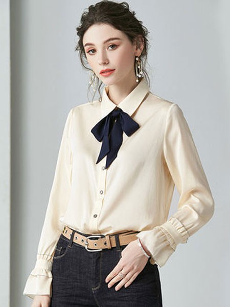 ZIMMUR女装2023春夏季黄色衬衫