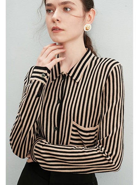 ZIMMUR女装2023春夏季棕色衬衫