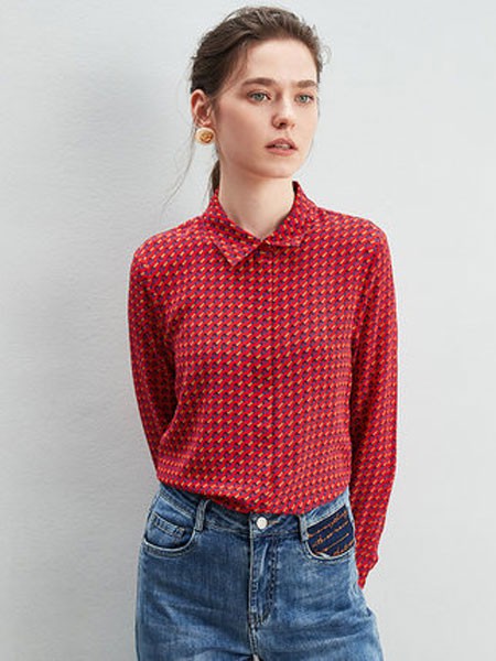 ZIMMUR女装2023春夏季红色衬衫