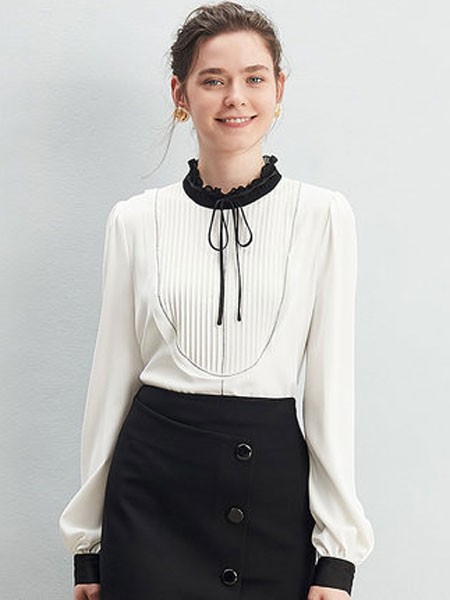 ZIMMUR女装2023春夏季白色衬衫