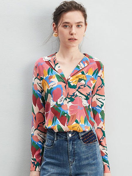 ZIMMUR女装2023春夏季粉色衬衫