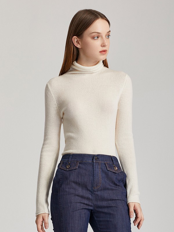 蕾朵女装2022秋冬季米色针织衫