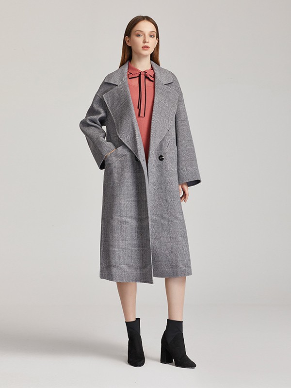 蕾朵女装2022秋冬季灰色大衣