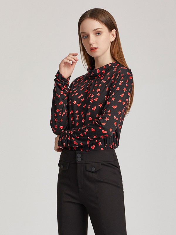 蕾朵女装2022秋冬季黑色长裤