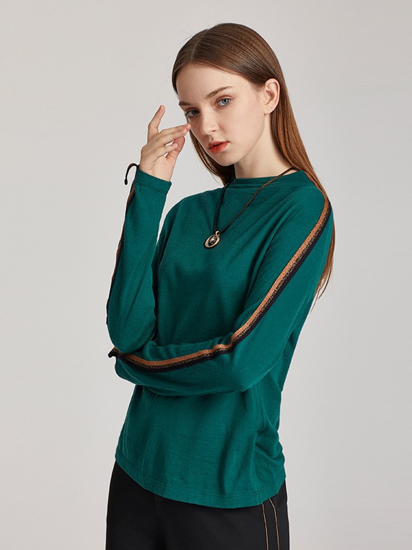 蕾朵女装2022秋冬季绿色T恤