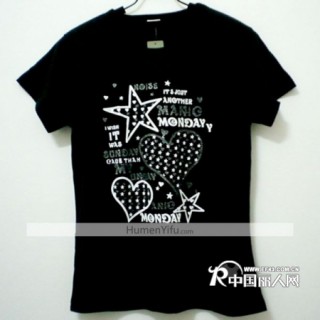 批发男女式新款圆领印花时尚T恤