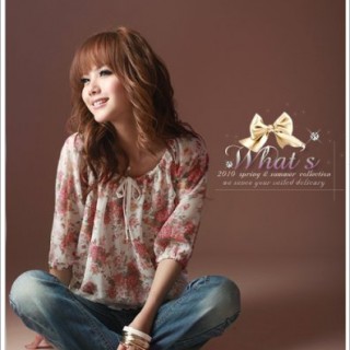 粉红花朵雪纺上衣商品编号80200