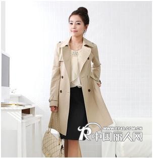 2011韩国女装热销新款休闲翻领长款修身风衣外套