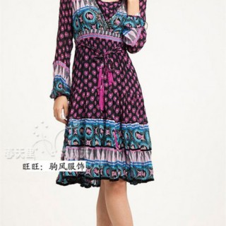 2011春夏装上市 91629 安娜苏 欧美风 花色 真丝连衣裙