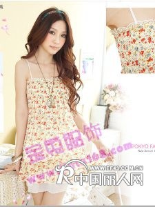 山东淄川服装最新夏季连衣裙品牌碎花豹纹花边连衣裙雪纺连衣裙批发