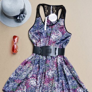 时尚款式连衣裙批发 韩版风格连衣裙批发 雪纺连衣裙批发 公主雪纺吊带裙批发