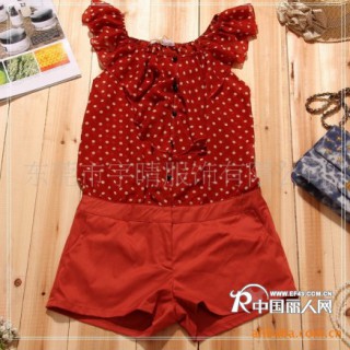 2011新春新款 圆点雪纺背心连衣裤 哈伦连衣裤 短裤 063099