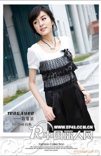 特加依-101046 品牌折扣女装加盟伊人优雅圆领淑女连衣裙