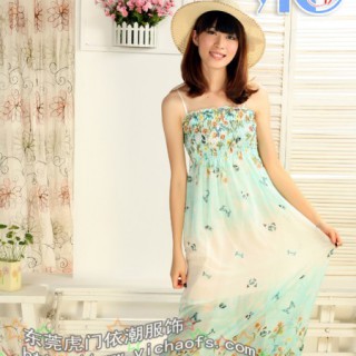 夏装女装服装批发市场批发雪纺显瘦连衣短裙批发长裙批发商