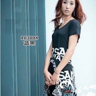 特加依-Q1033英文字母时尚设计都市连衣裙 复古折扣女装